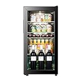 XJBHRB Weinkühlschrank -Getränkekühlschrank | 100L Bier, Wein & Getränke Kühlschrank | LED-Licht + Schloss und Schlüssel | Niedrigenergie A + (Schwarz)