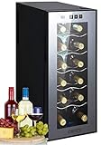 CAMRY Weinkühlschrank 33 Liter 12 Flasche Weinkühler Weinklimakühlschrank Mini Kühlschrank Minibar mit Glastür LED Beleuchtung