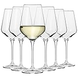 Krosno Große Weiß-Weingläser | Set von 6 | 390 ML | Avant-Garde Kollektion | Perfekt für zu Hause, Restaurants und Partys | Spülmaschinenfest