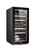 Gerlach GL 8079 Weinkühler, 60L, 24 Flaschen, Weinkühlschrank mit doppelten Temperaturzonen, Getränkekühlschrank mit 5 Holzfächer, Kühler mit Schloss, Black