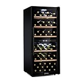 Klarstein Barossa - Weinkühlschrank mit Glastür, Weinkühler, Weintemperierschrank, 5 bis 18°C, wine fridge leise, LED, Touch, 1 Zone, Weinschrank für 102 Flaschen, schwarz