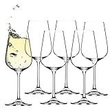 KADAX Weißweingläser aus Kristallglas, 6er Set, 360ml, Weingläser mit langem Stiel, elegante und schlichte Weißweinkelche für zu Hause, Party, hochwertige Qualität