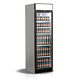 Simfer Getränkekühlschrank Flaschenkühler mit LED-Display, 358 L, Self-Closing Glastür mit schwarzem Alu-Rahmen, 5 höhenverstellbare Gitterregale, Digitaler Thermometer