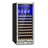 Klarstein Vinovilla - Weinkühlschrank, Getränkekühlschrank, Touch-Bediensektion, LED-Innenbeleuchtung, Volumen: 320 Liter, 10 Holzeinschübe, schwarz