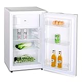 Stillstern Kühlschrank mit Gefrierfach E (88L) 4-Sterne-Gefrierfach und LED-Innenbeleuchtung, Abtauautomatik, Glasablagen, Gemüsefach, Türablagen