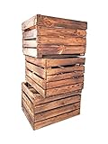 Geflammte Holzkisten im Set-Angebot: Originale, vintage Obstkisten Apfelkisten aus dem alten Land zum Möbelbau oder Dekoration mit den Maßen 50 x 40 x 30cm (3er Set)