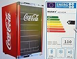 Husky HUS-HC 166 Highcube High Cube Flaschenkühlschrank Coca-Cola/A+ / 83,5 cm Höhe / 110 kWh/Jahr / 130 L Kühlteil inkl. Reinigungstuch