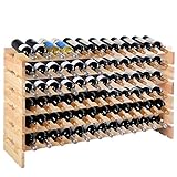 COSTWAY Weinregal Holz, Stapelbares Weinständer Flaschenregal 6 Höhe zur Auswahl, Holzregal stabil, Weinschrank Flaschenständer (für 72 Flaschen)
